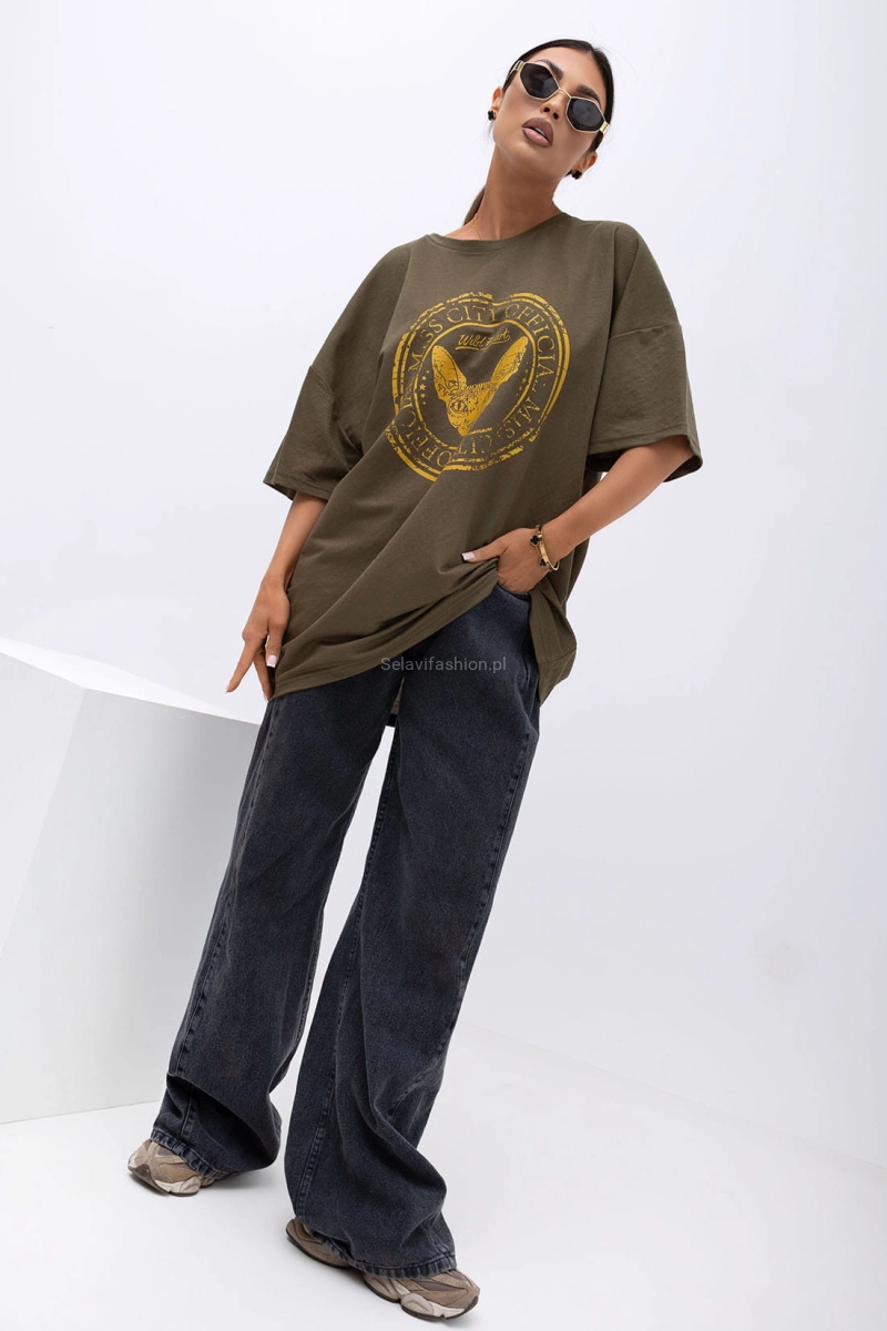 T-Shirt bluzka Wild Heart Miss City Official khaki