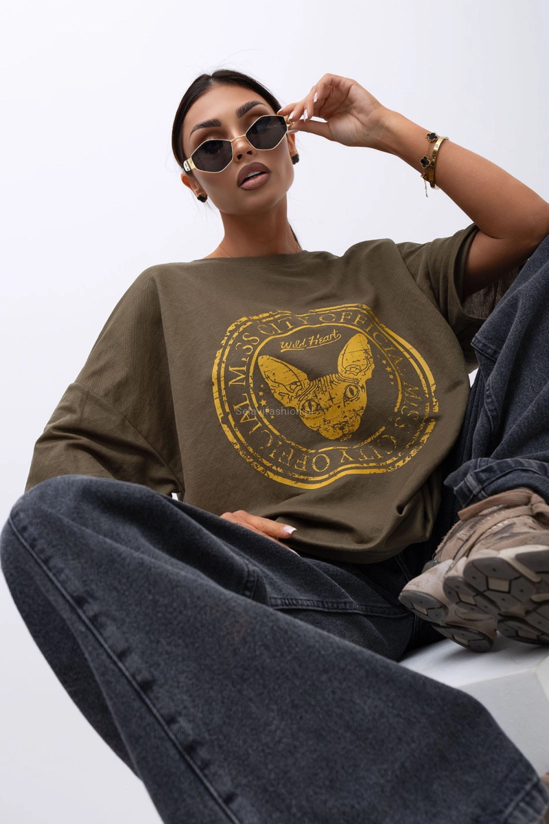 T-Shirt bluzka Wild Heart Miss City Official khaki