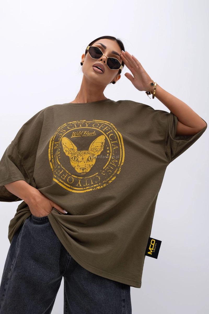 T-Shirt bluzka Wild Heart Miss City Official khaki 