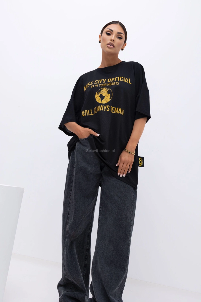 T-Shirt bluzka Urban Globe Miss City Official czarna