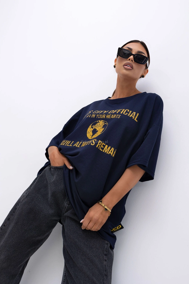 T-Shirt bluzka Urban Globe Miss City Official granatowa