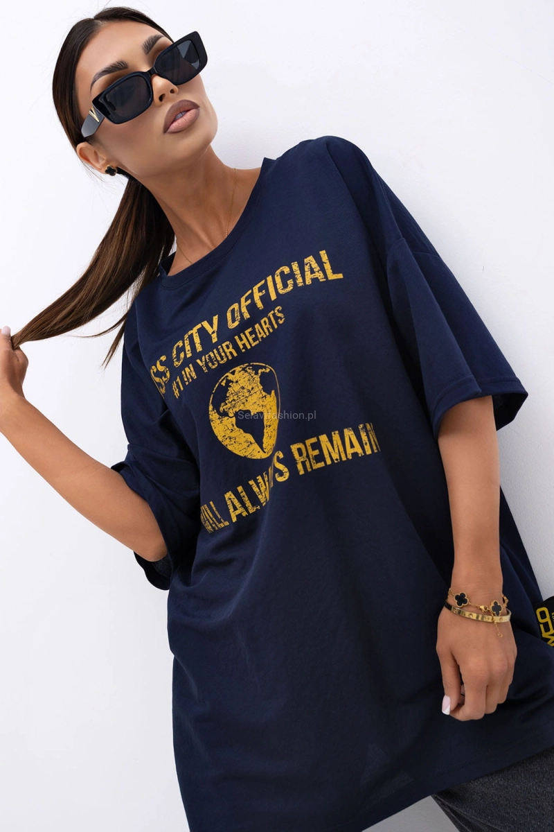 T-Shirt bluzka Urban Globe Miss City Official granatowa