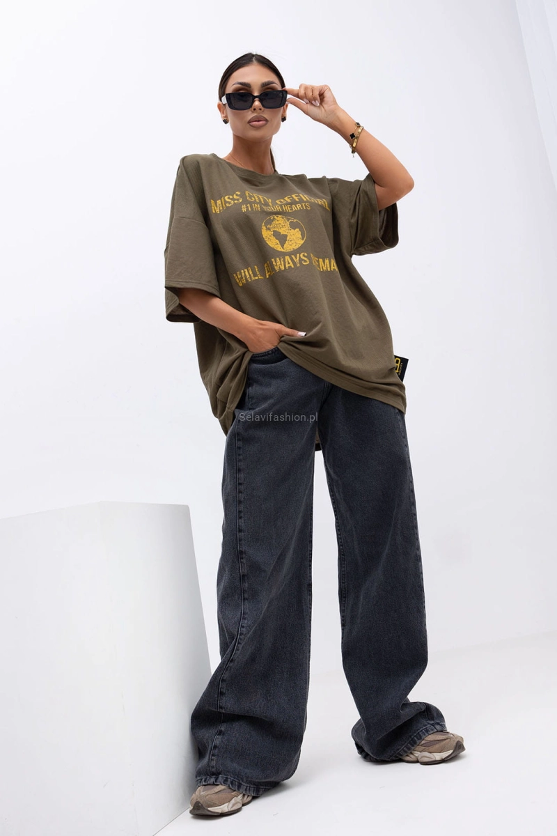 T-Shirt bluzka Urban Globe Miss City Official khaki