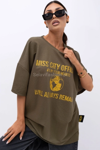 T-Shirt bluzka Urban Globe Miss City Official khaki