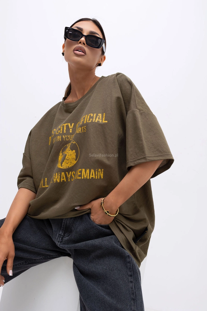 T-Shirt bluzka Urban Globe Miss City Official khaki