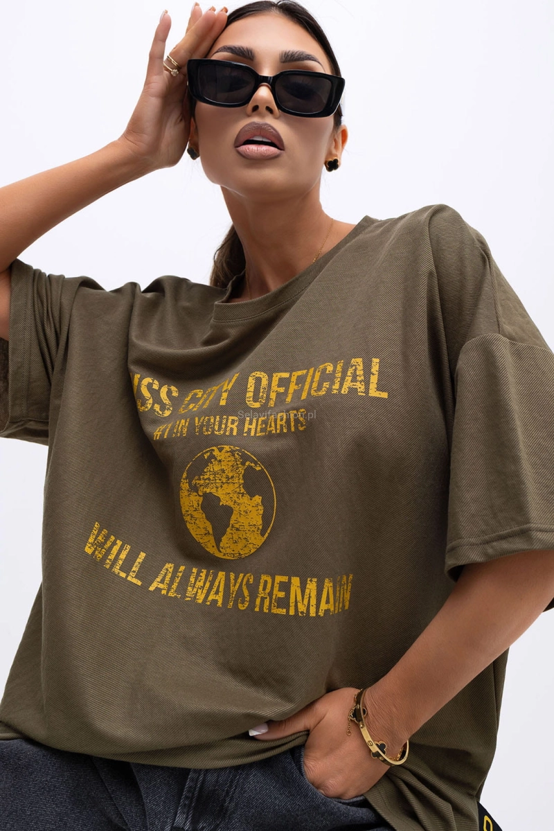 T-Shirt bluzka Urban Globe Miss City Official khaki