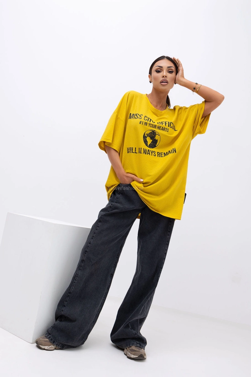 T-Shirt bluzka Urban Globe Miss City Official żółta