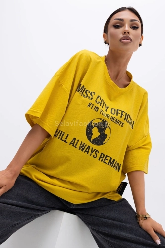 T-Shirt bluzka Urban Globe Miss City Official żółta