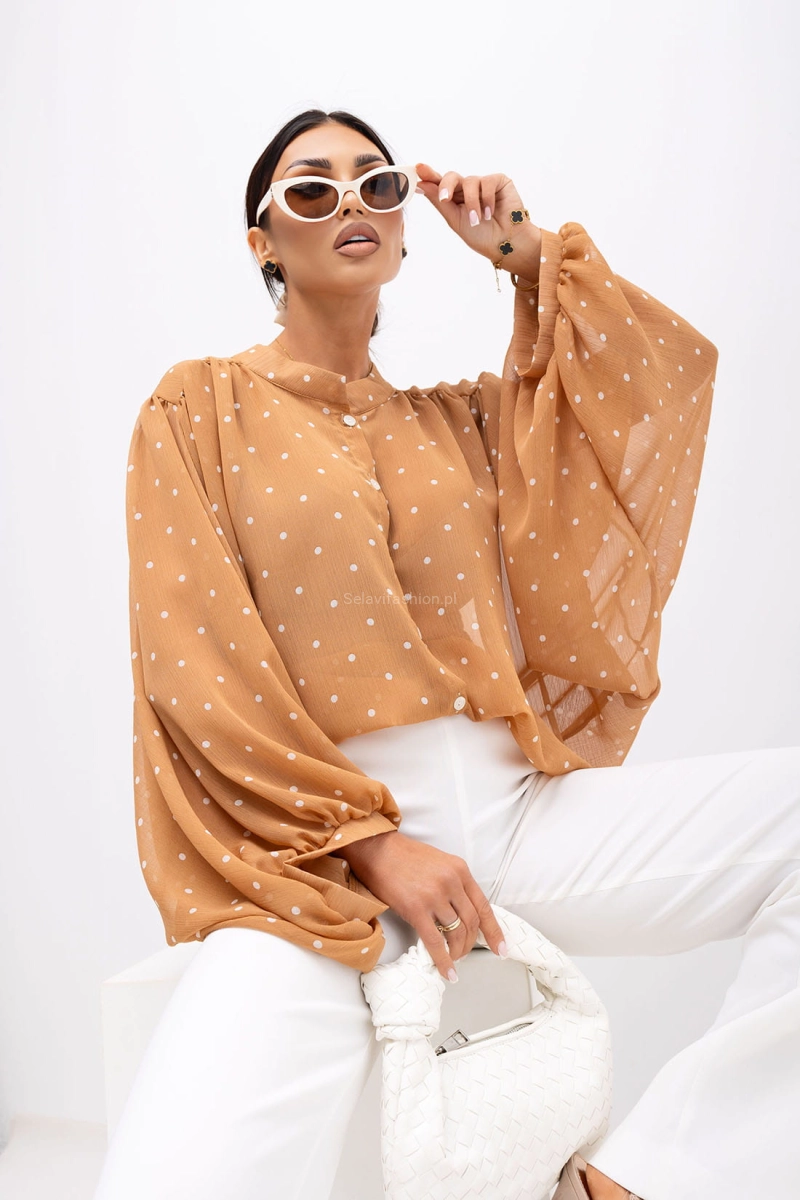 Bluzka koszula kimono DOTS Miss City Official karmelowa