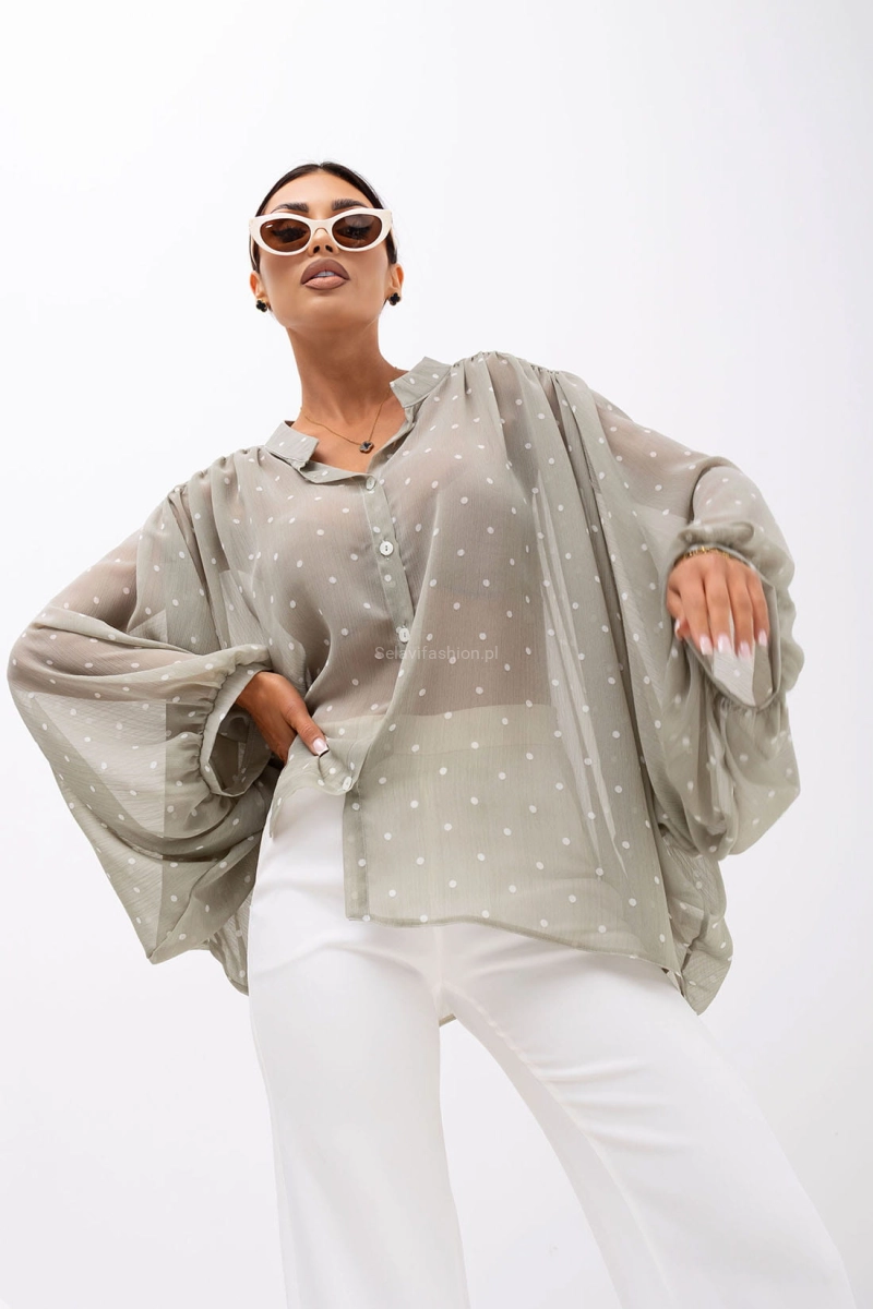 Bluzka koszula kimono DOTS Miss City Official szałwiowa