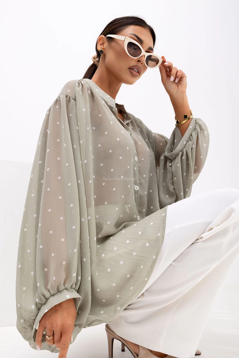 Bluzka koszula kimono DOTS Miss City Official szałwiowa