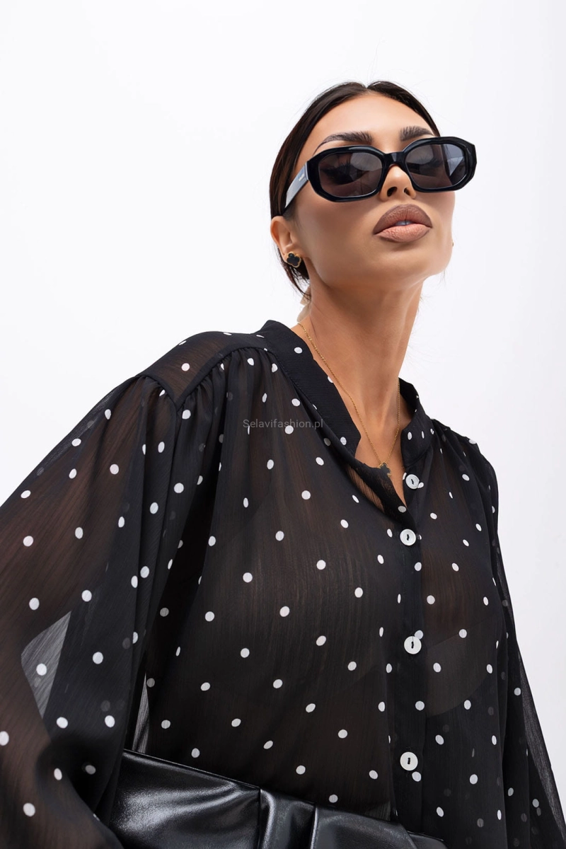 Bluzka koszula kimono DOTS Miss City Official czarna