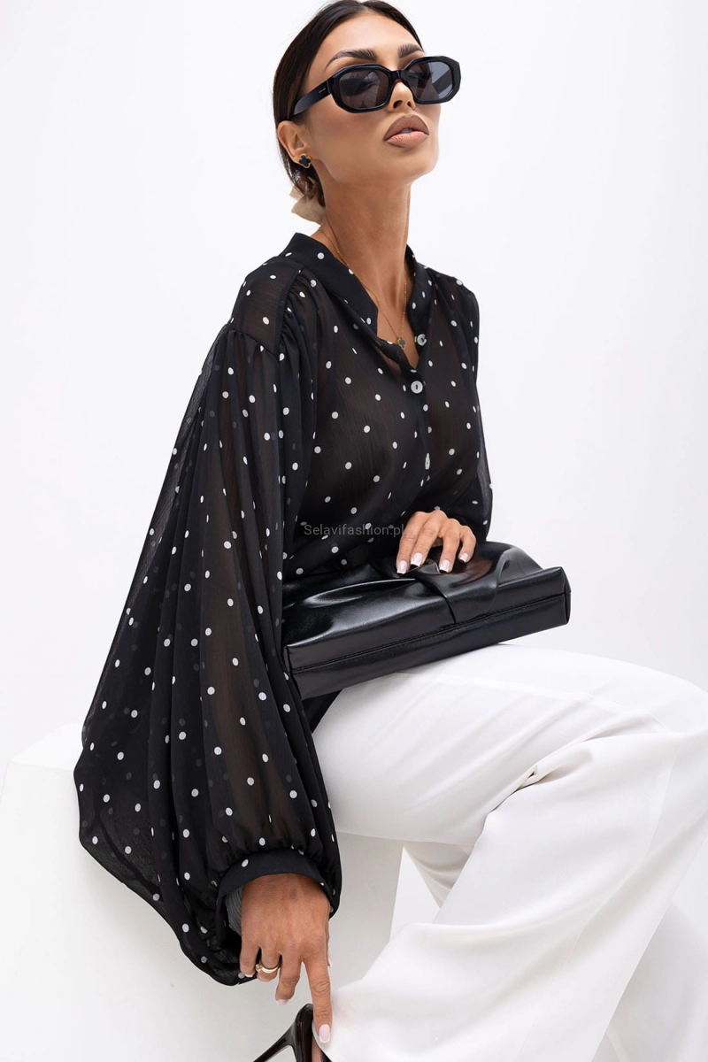 Bluzka koszula kimono DOTS Miss City Official czarna