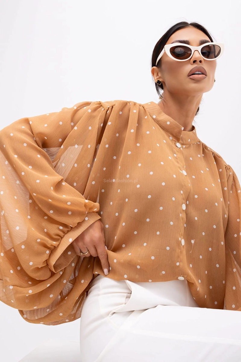 Bluzka koszula kimono DOTS Miss City Official karmelowa