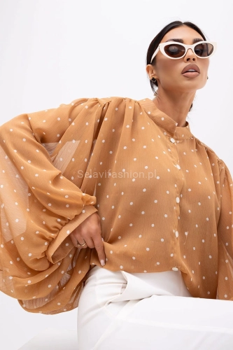 Bluzka koszula kimono DOTS Miss City Official karmelowa