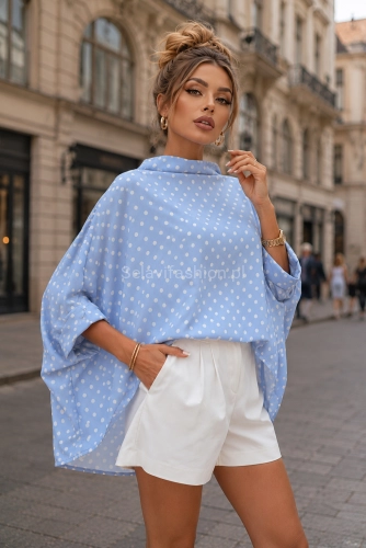 Bluzka Kimono w grochy Miss City Official niebieska