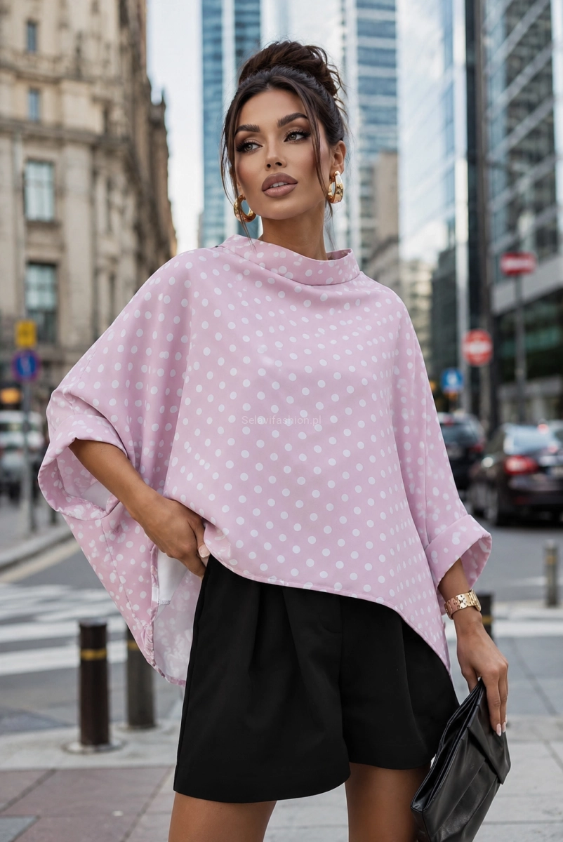 Bluzka Kimono w grochy Miss City Official różowa