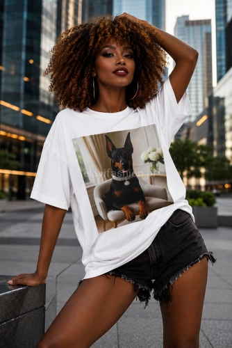 Długi t-shirt bluzka Doberman Miss City biały