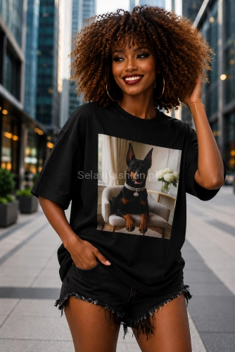 Długi t-shirt bluzka Doberman Miss City czarny