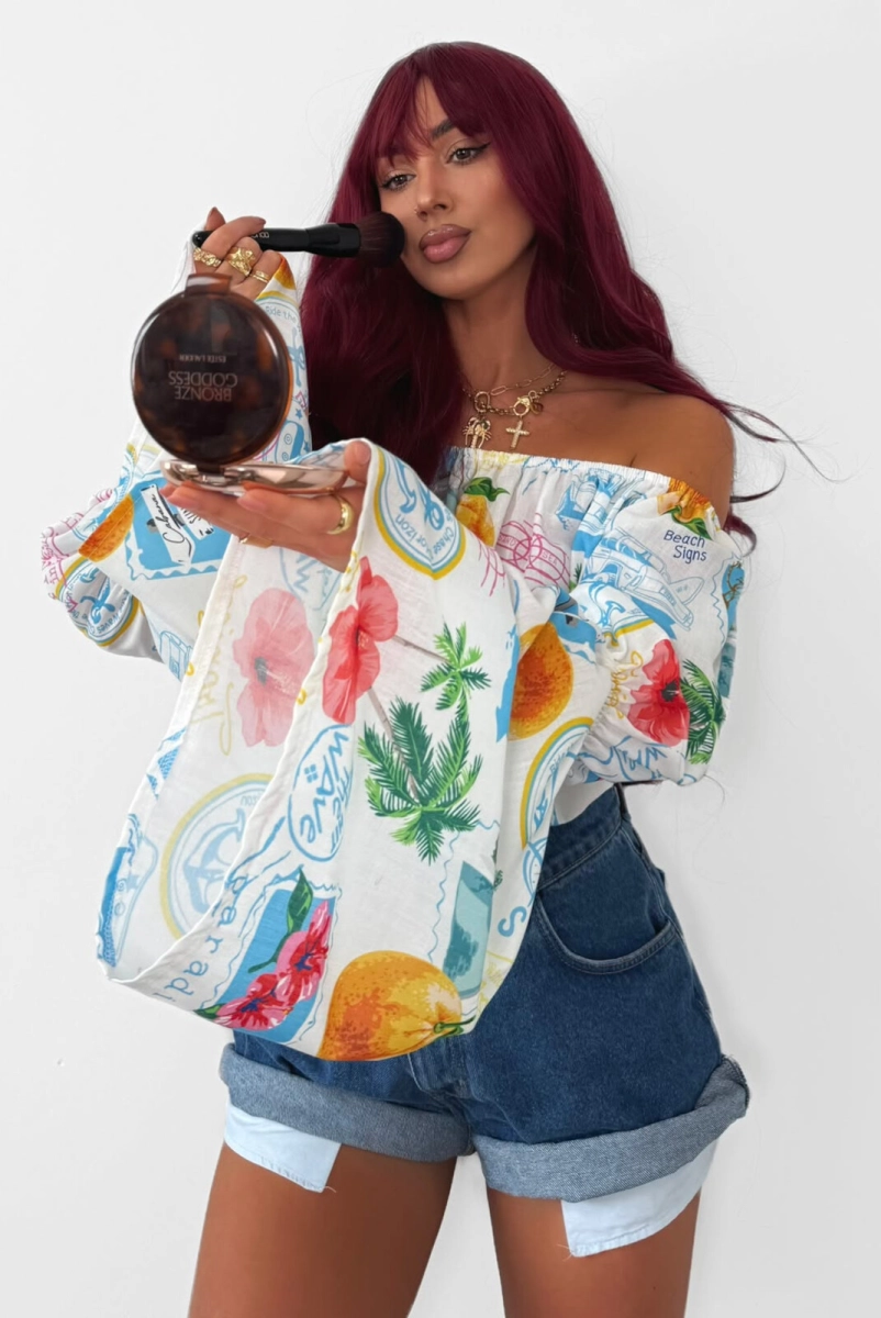 Bluzka hiszpanka top Tropical La Milla biała