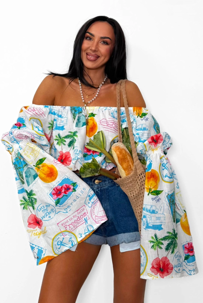 Bluzka hiszpanka top Tropical La Milla biała