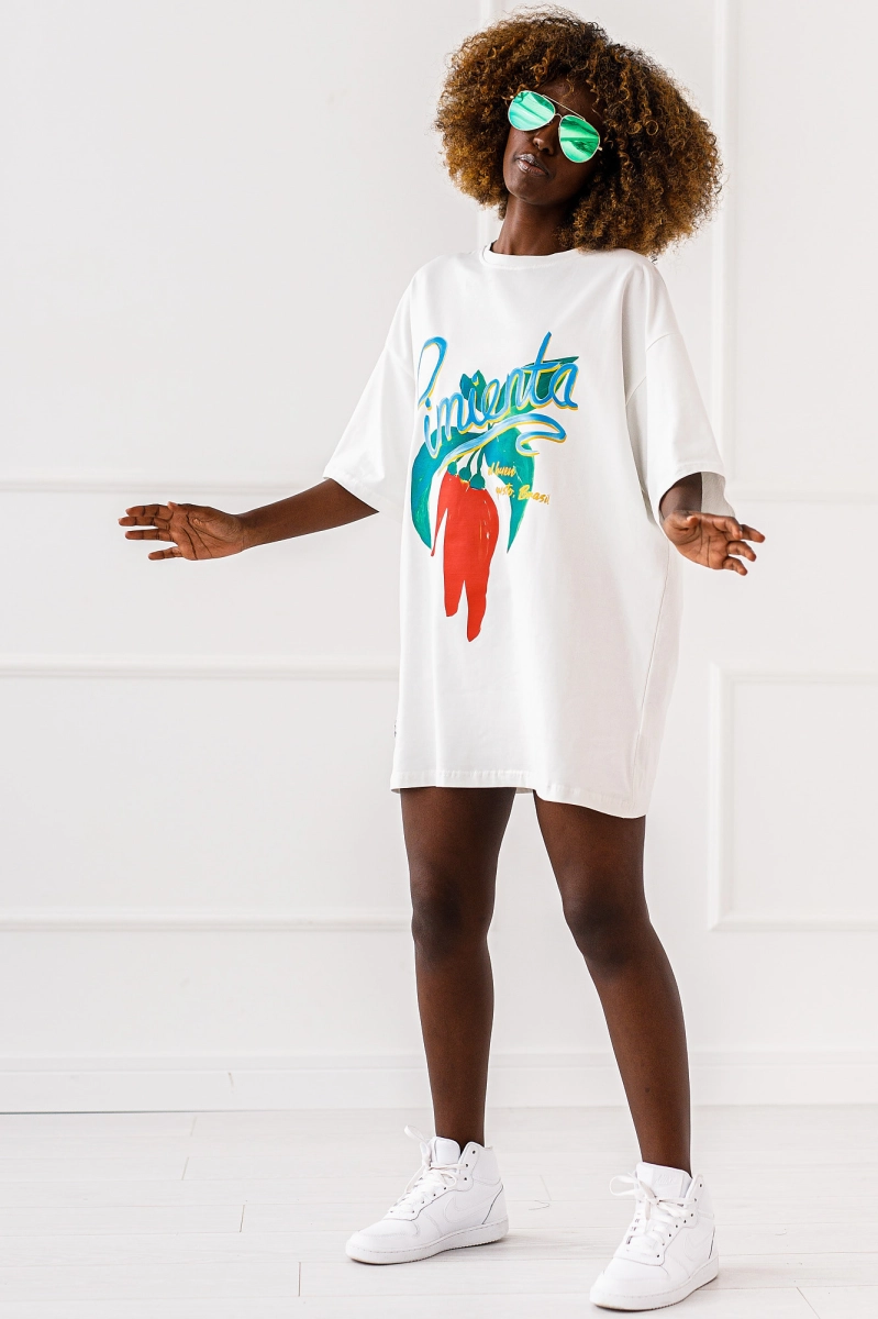 Długi t-shirt bluzka Chili Miss City biały