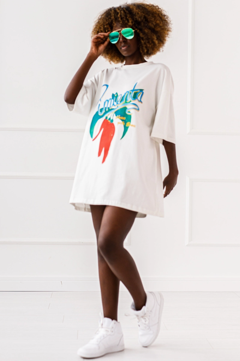 Długi t-shirt bluzka Chili Miss City biały