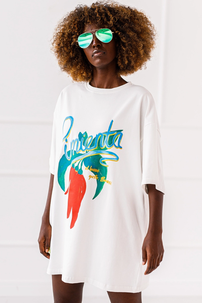 Długi t-shirt bluzka Chili Miss City biały