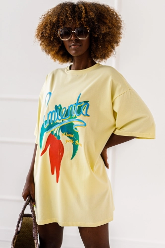 Długi t-shirt bluzka Chili Miss City żółty