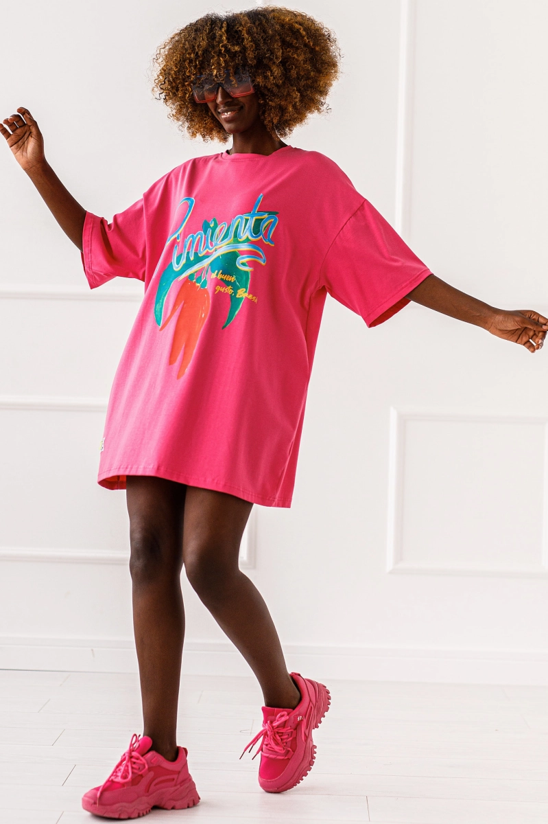 Długi t-shirt bluzka Chili Miss City różowy