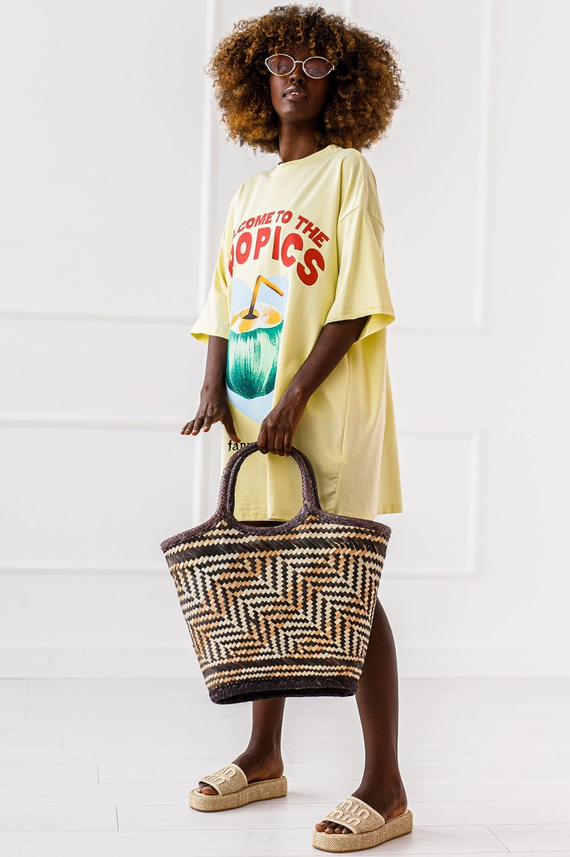 Długi t-shirt bluzka Tropics Miss City żółty