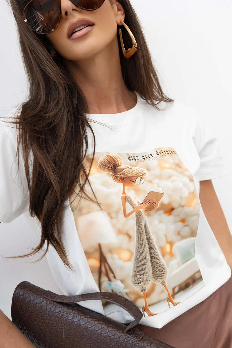 T-Shirt bluzka Golden Hour Miss City Official biała