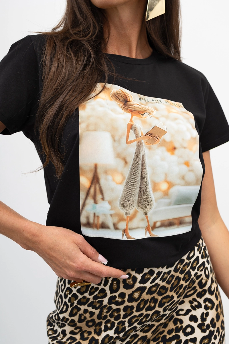 T-Shirt bluzka Golden Hour Miss City Official czarna