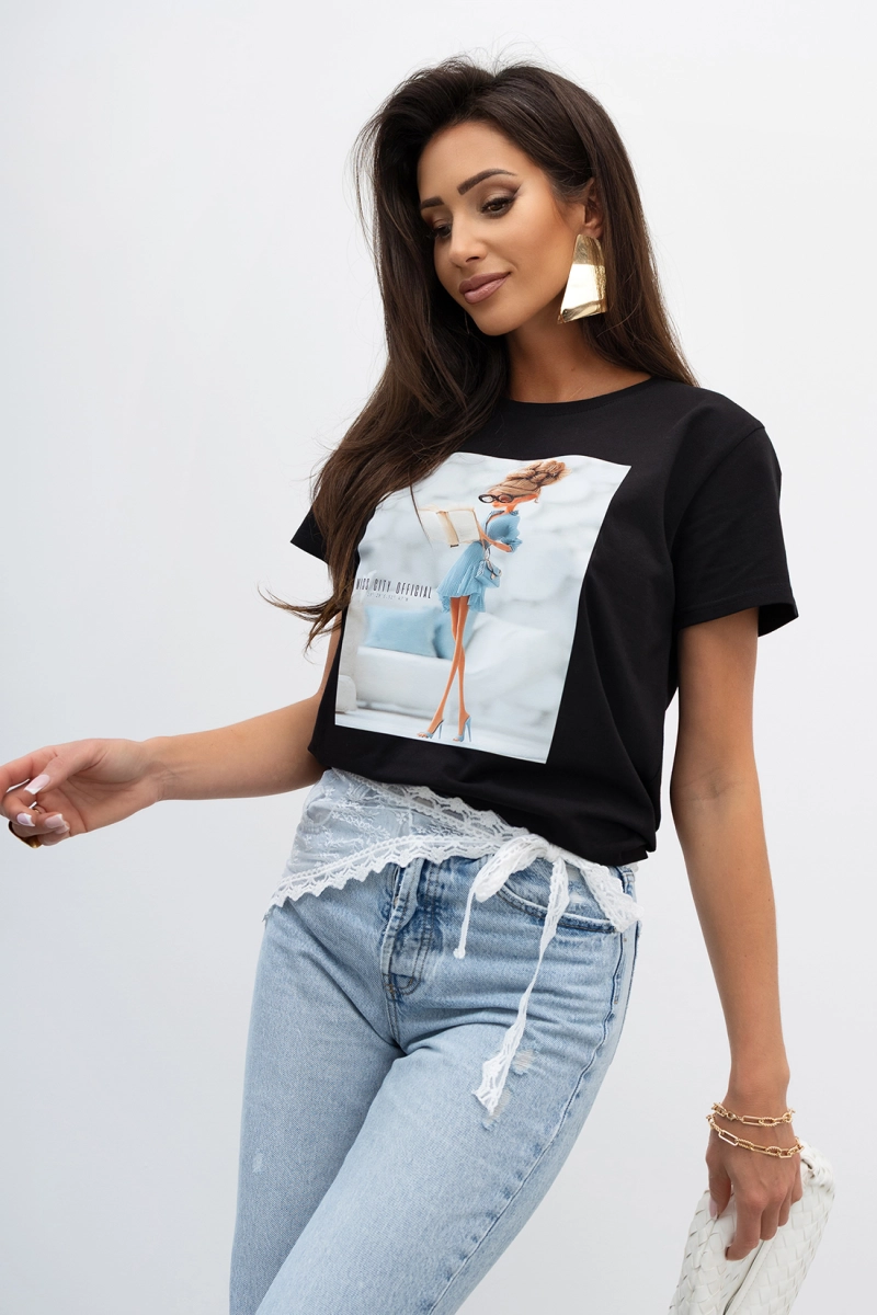 T-Shirt bluzka Parisian Mood Miss City Official czarna