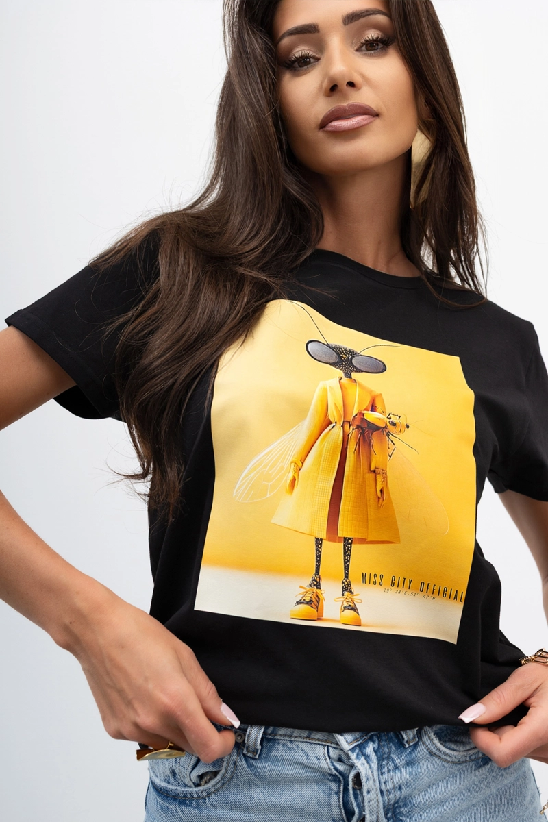 T-Shirt bluzka Wild Elegance Miss City Official czarna