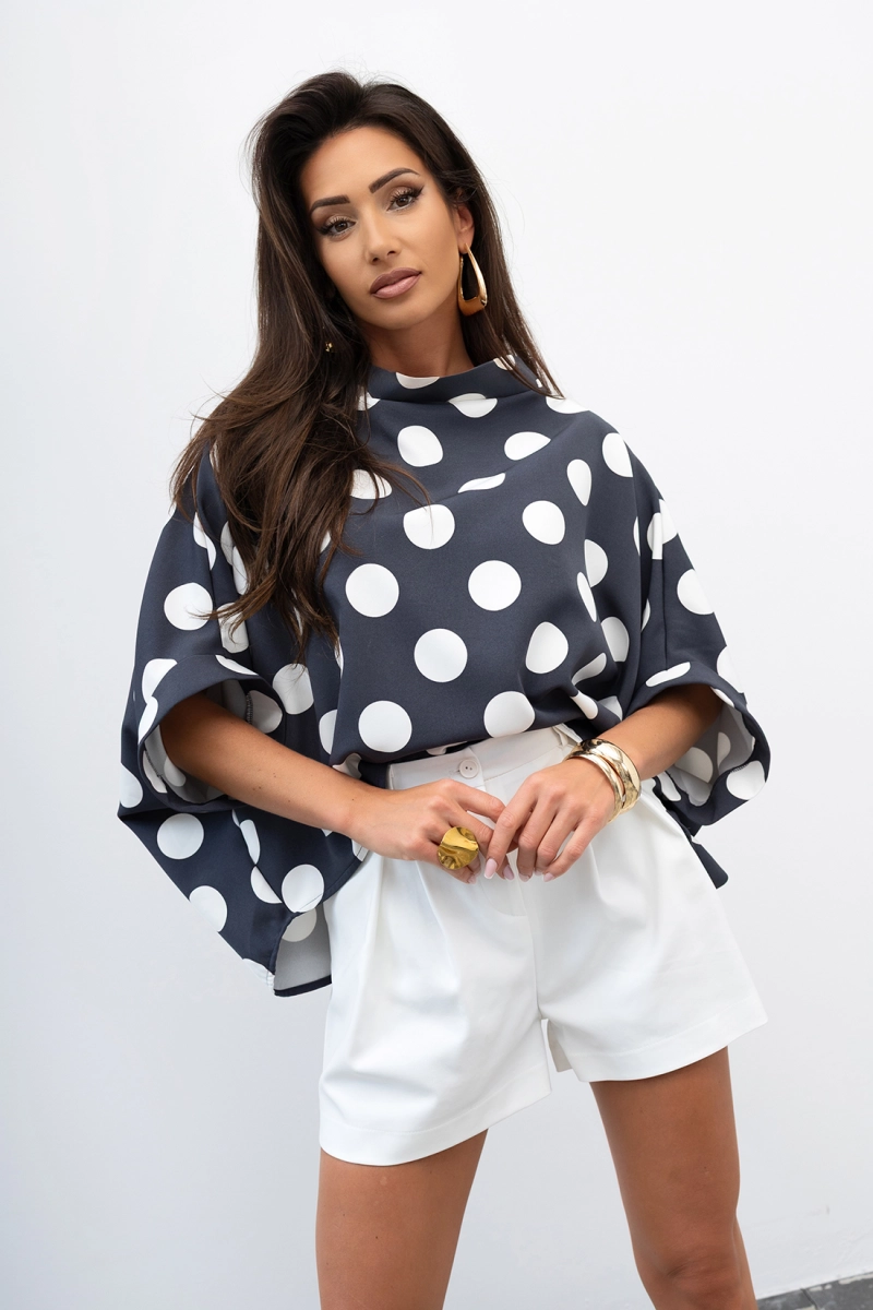 Bluzka Kimono w grochy Big Dot Miss City Official grafitowa