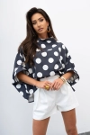 Bluzka Kimono w grochy Big Dot Miss City Official grafitowa