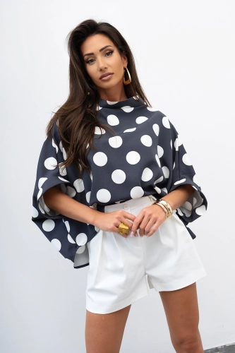 Bluzka Kimono w grochy Big Dot Miss City Official grafitowa