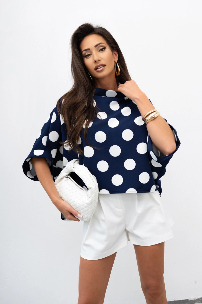 Bluzka Kimono w grochy Big Dot Miss City Official granatowa