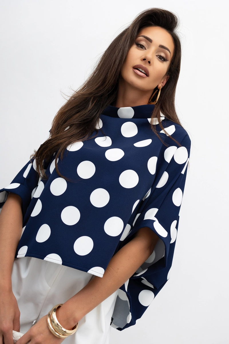 Bluzka Kimono w grochy Big Dot Miss City Official granatowa