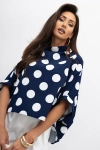 Bluzka Kimono w grochy Big Dot Miss City Official granatowa