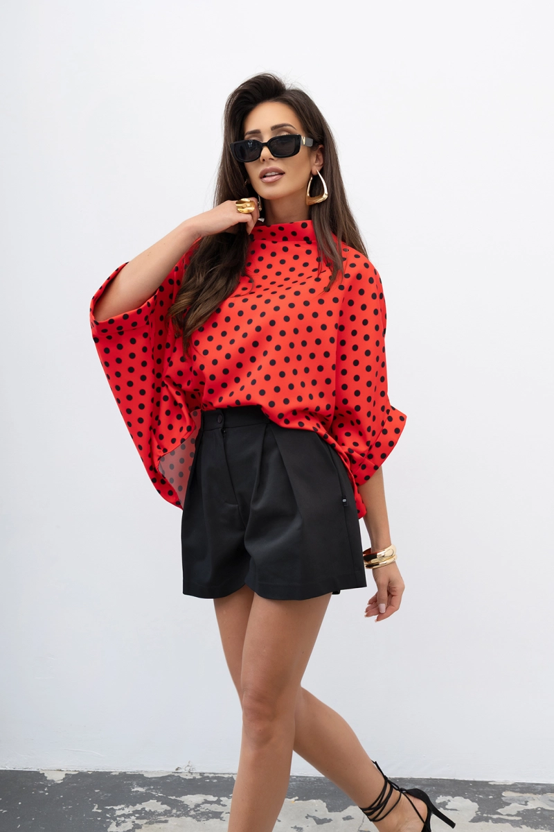 Bluzka Kimono w grochy Dot Miss City Official czerwona