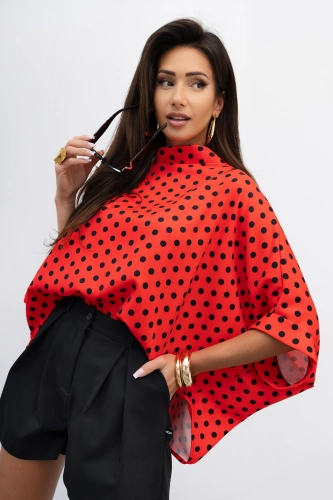 Bluzka Kimono w grochy Dot Miss City Official czerwona