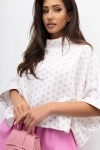 Bluzka Kimono w grochy Dot Miss City Official biało różowa 