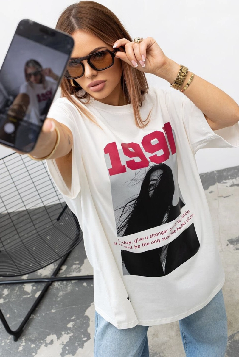 T-Shirt bluzka Girl 1997 Valenico biała