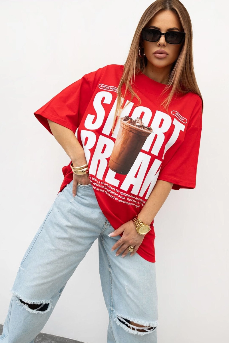 T-Shirt bluzka Short Break Valenico czerwona