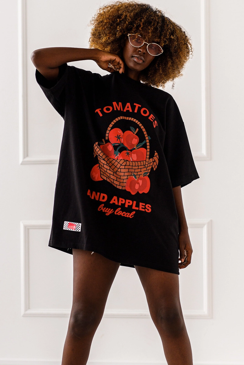Długi t-shirt bluzka Tomatoes Miss City czarna