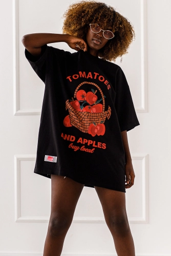 Długi t-shirt bluzka Tomatoes Miss City czarna