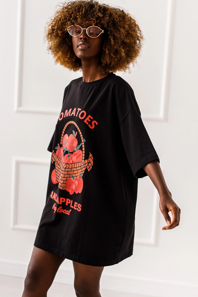 Długi t-shirt bluzka Tomatoes Miss City czarna