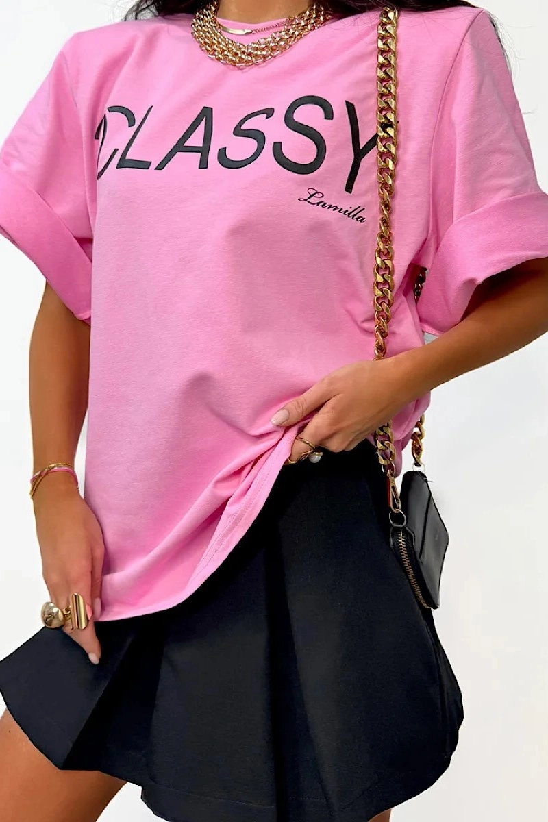 T-shirt bluzka koszulka Classy La Milla różowa